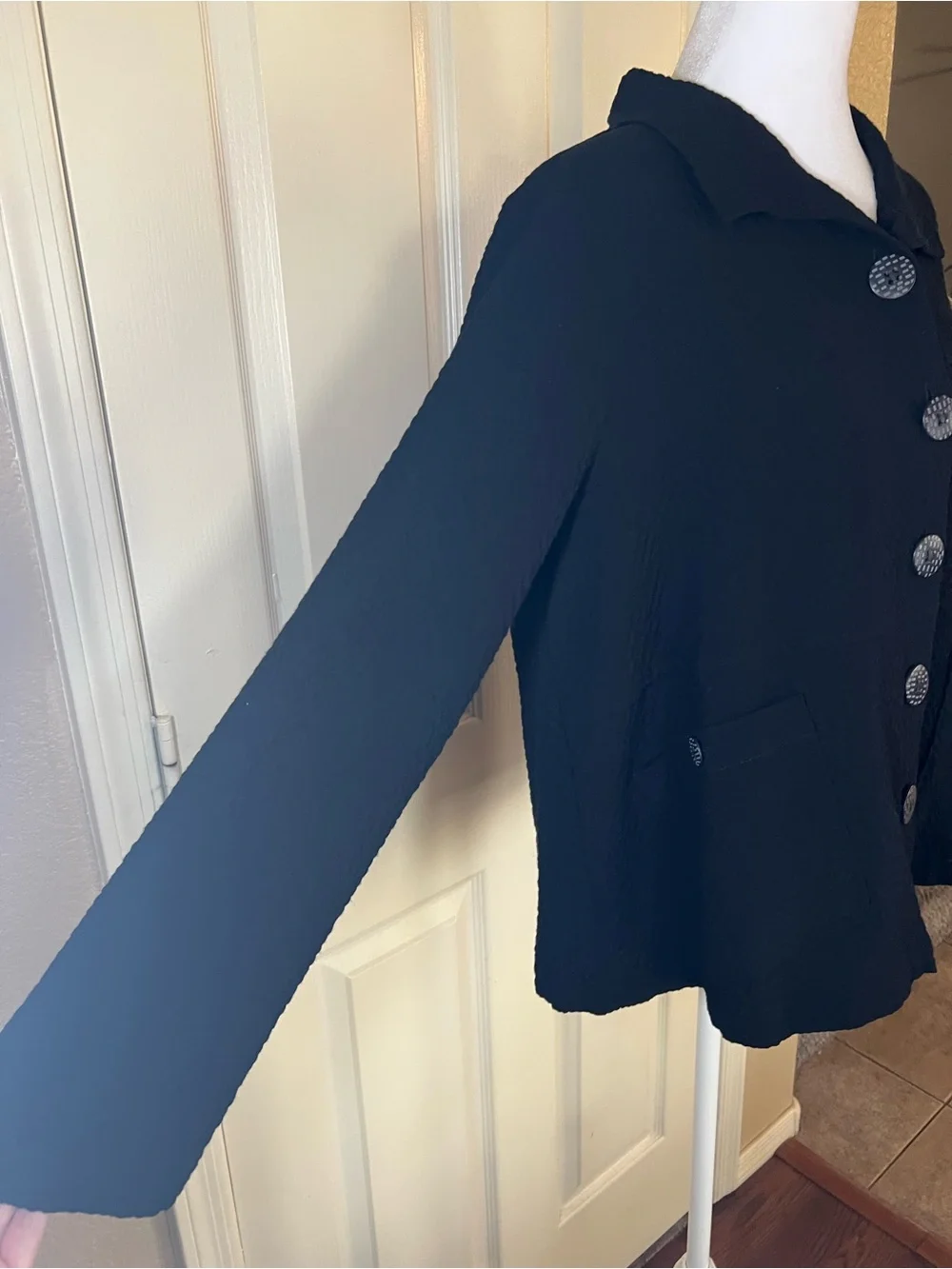 Habitat black textured oversized button jacket minimalist lagenlook